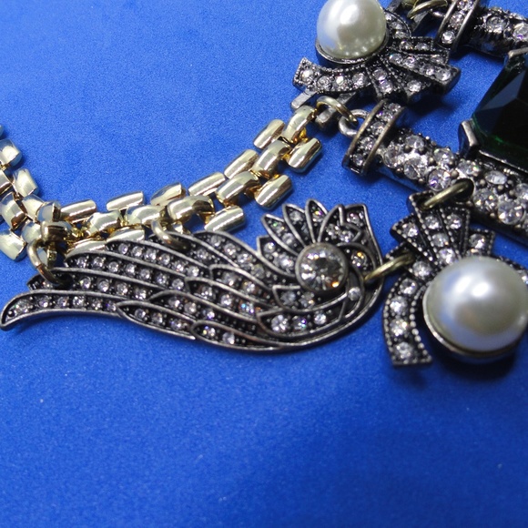 Statement Rhinestone Angel Wing Necklace - Picture 5 of 8